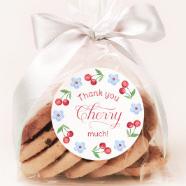 Dank je Cherry heel erg Blauw Baby shower Ronde Sticker