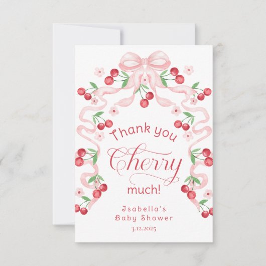 Dank je Cherry Much Cherry bovenop Dank je kaart (Voorkant)