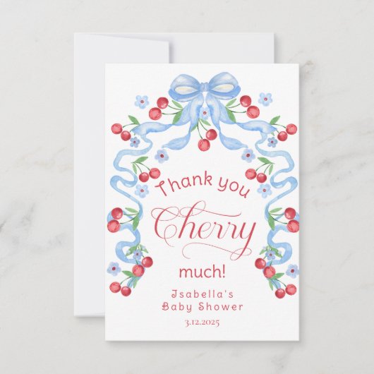Dank je Cherry Much Cherry bovenop Dank je kaart (Voorkant)