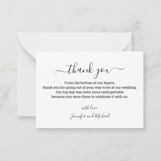 dank je chic handschrift 4 foto collage bruiloft notitiekaartje (Achterkant)