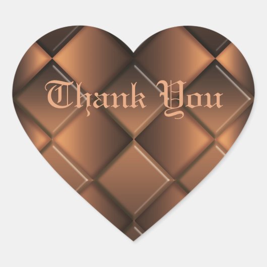 Dank je. Chocoladehart. Hart Sticker (Voorkant)