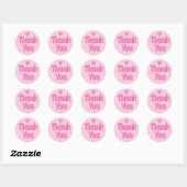 Dank je Chunky Roze Met Wit Raster Ronde Sticker (Vel)