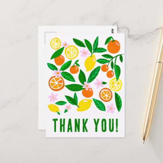 Dank Je Citrus Feest Aangepaste Kleurrijke Briefkaart (Voorkant / Achterkant in situ)