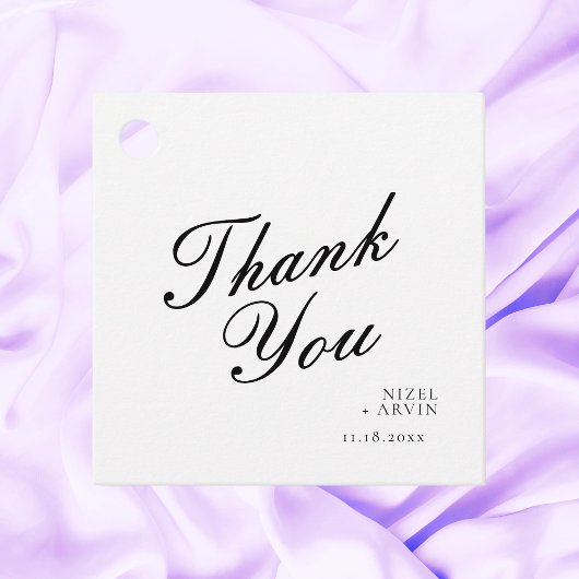 Dank je Clean Minimalist Modern Calligraphy Bedankjes Labels