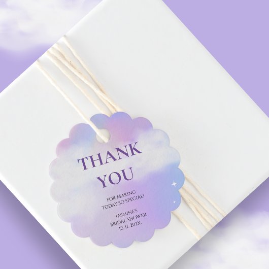 Dank je Cloud 9 Pastel Gradiënt Bruidsdouche Bedankjes Labels