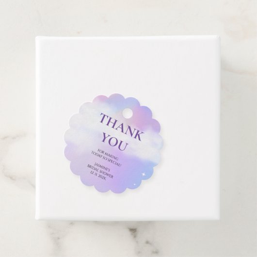 Dank je Cloud 9 Pastel Gradiënt Bruidsdouche Bedankjes Labels (In situ)
