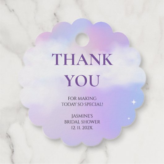 Dank je Cloud 9 Pastel Gradiënt Bruidsdouche Bedankjes Labels (Achterkant)
