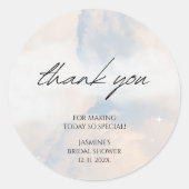 Dank je Cloud 9 Pastel Gradient Bruidsdouche Ronde Sticker (Voorkant)