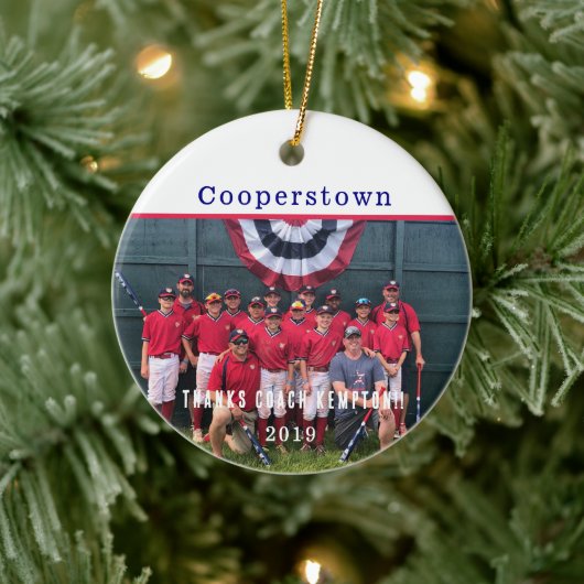 Dank je Coach – Cooperstown Aandenken Teamfoto Keramisch Ornament (Boom)