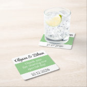 Dank je coaster huwstgeschenk groen minimalistisch kartonnen onderzetters (Insitu)