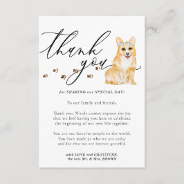 Dank je Corgi puppy hond Trouwen Informatiekaartje