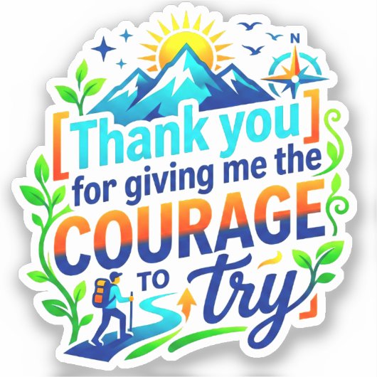 Dank je (Courage Gift) Lerarendag Sticker (Voorkant)