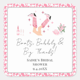 Dank je Cowboylaarzen & Bruisende Bruiloftsdouche Vierkante Sticker