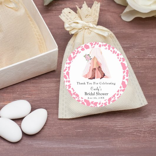 Dank je Cowboylaarzen & Trouwjurk Bruidsmode Show Ronde Sticker