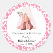 Dank je Cowboylaarzen & Trouwjurk Bruidsmode Show Ronde Sticker (Voorkant)