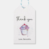 Dank je cupcake verjaardagsfeestje cadeaulabel (Voorkant)