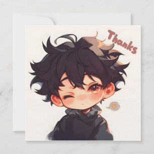 Dank je Cute Anime Jongen Feestdagenkaart