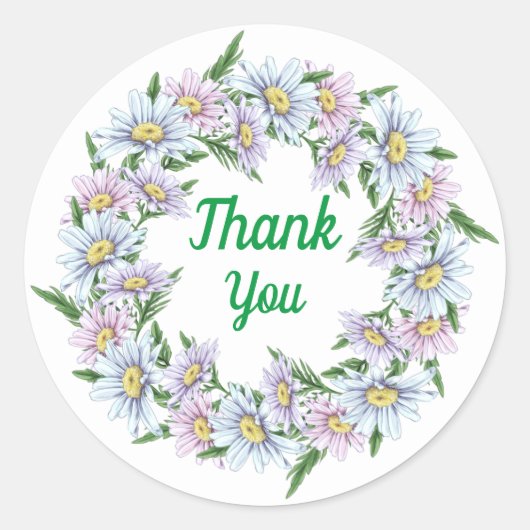 Dank je Daisy bloemenkrans sticker (Voorkant)