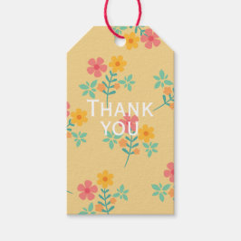 Dank je Daisy Retro Boeket Patroon in Geel Cadeaulabel