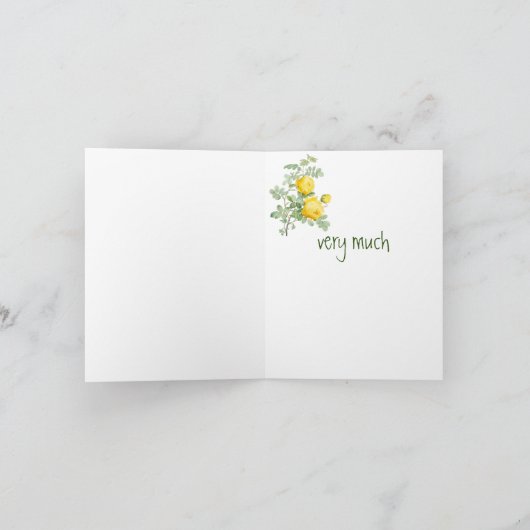 Dank je Dank je Gele Roos Tuin Bloem Bedankkaart (Binnen)