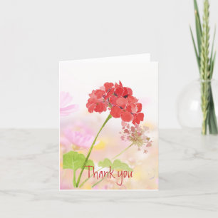 Dank je Dank je Rode Geranium Tuin Bloem Bedankkaart