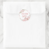 Dank Je - Dankbaarheid - Roze Bloemen Ronde Sticker (Tas)