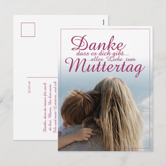 Dank je dat je bestaat, Moederdag, Moeder & Kind Feestdagenkaart (Voorkant / Achterkant)