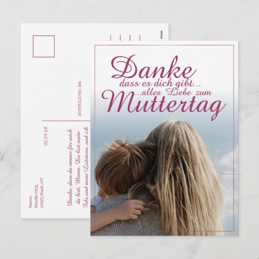 Dank je dat je bestaat, Moederdag, Moeder & Kind Feestdagenkaart (Voorkant / Achterkant)