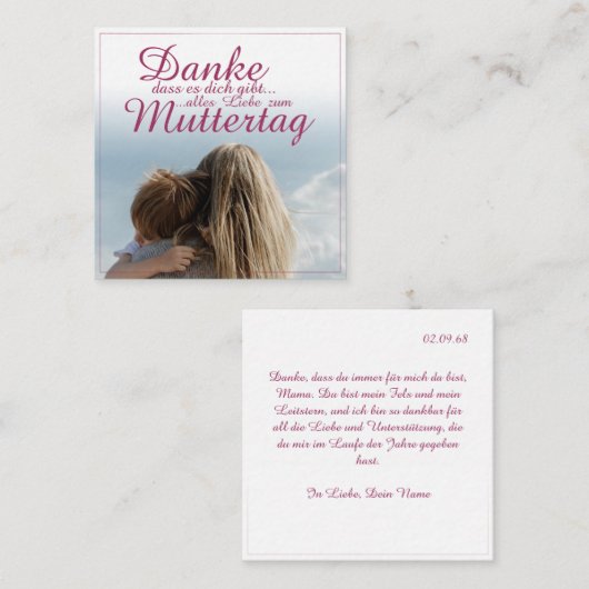Dank je dat je bestaat, Moederdag, Moeder & Kind Notitiekaartje (Voorkant / Achterkant)
