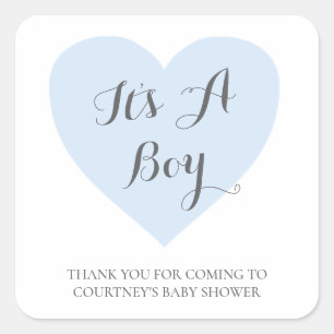 Dank je dat je blauw hart het Baby shower van een  Vierkante Sticker