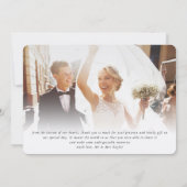 DANK JE DAT je bruidfoto elegant zwart-wit trouwt Kaart (Achterkant)