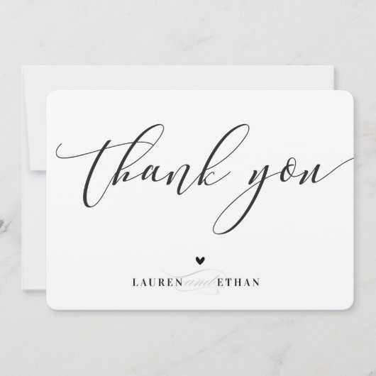 DANK JE DAT je bruidfoto elegant zwart-wit trouwt Kaart (Voorkant)