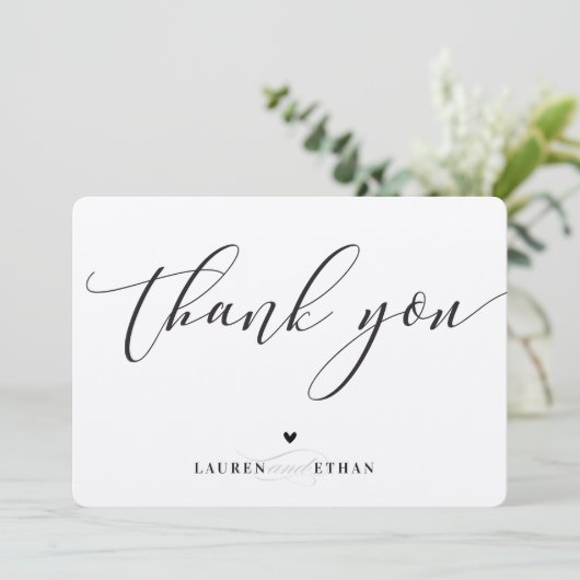 DANK JE DAT je bruidfoto elegant zwart-wit trouwt Kaart (Staand voorkant)