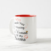 dank je dat je de vrouw van mijn dromen hebt opgev tweekleurige koffiemok (Voorkant links)