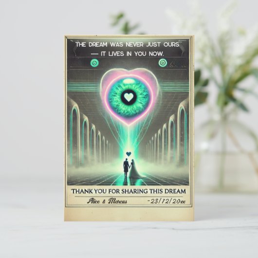 💌 “Dank je dat je deze droom deelt” Weirdcore Bedankkaart (Staand voorkant)