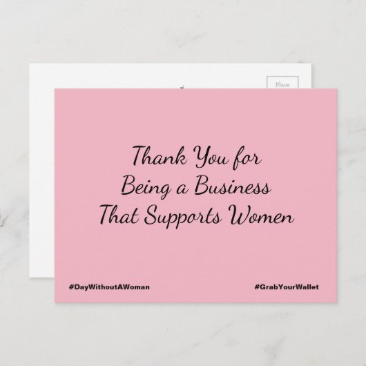 Dank je dat je een bedrijf bent dat vrouwen steunt briefkaart (Voorkant / Achterkant)