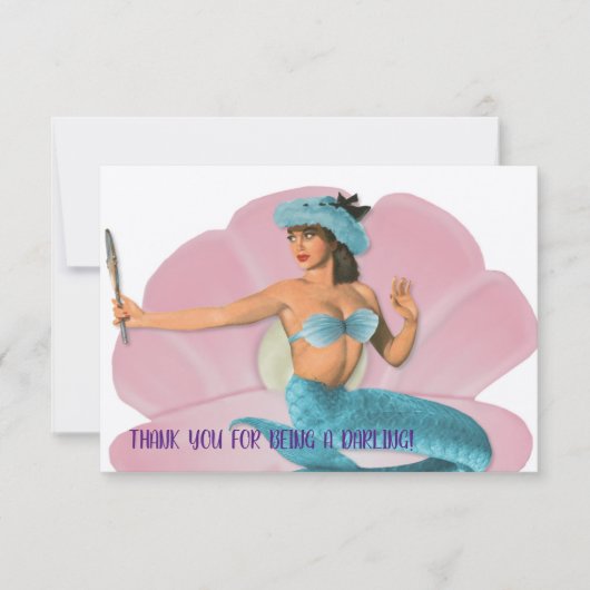 DANK JE DAT JE EEN DARLING BENT!  Zeemeermin Bedankkaart (Voorkant)