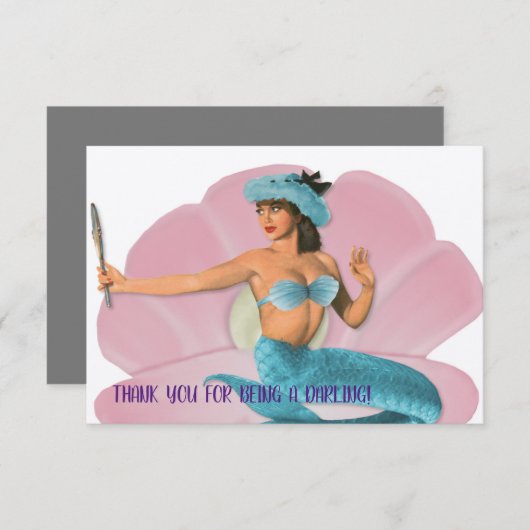 DANK JE DAT JE EEN DARLING BENT! Zeemeermin Bedankkaart (Voorkant / Achterkant)