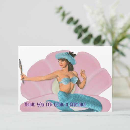 DANK JE DAT JE EEN DARLING BENT! Zeemeermin Bedankkaart (Staand voorkant)