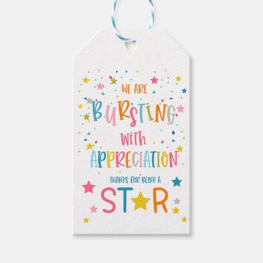 dank je dat je een label met sterrengeschenk bent cadeaulabel (Voorkant)