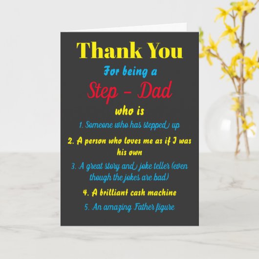 Dank je dat je een stiefvader bent Quotes Kaart (Gele Bloem)