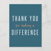 Dank je dat je het verschil maakt | Teal Orange Briefkaart (Voorkant)