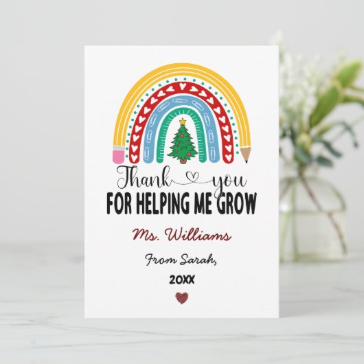 Dank je dat je me hebt geholpen te groeien, waarde feestdagenkaart (Staand voorkant)