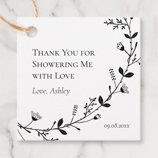 Dank je dat je me overlaadt met liefde in de douch bedankjes labels (Voorkant)