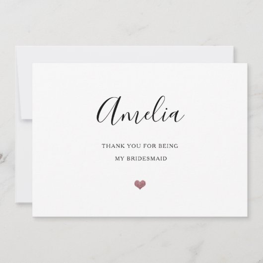 dank je dat je mijn bruidsmeisje bent bruiloft gli bedankkaart (Voorkant)