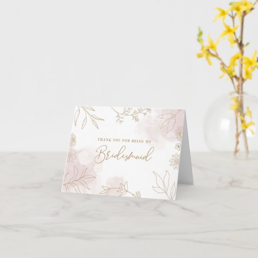 Dank je dat je mijn bruidsmeisje bent bruiloftskaa kaart (Gele Bloem)