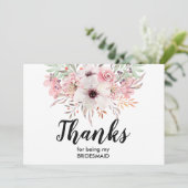 Dank je dat je mijn bruidsmeisje bent kaart | Bloe (Staand voorkant)