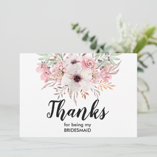 Dank je dat je mijn bruidsmeisje bent kaart | Bloe (Staand voorkant)