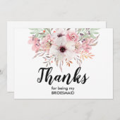 Dank je dat je mijn bruidsmeisje bent kaart | Bloe (Voorkant / Achterkant)