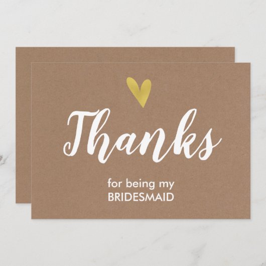 Dank je dat je mijn bruidsmeisje bent kaart | Kraf (Voorkant / Achterkant)